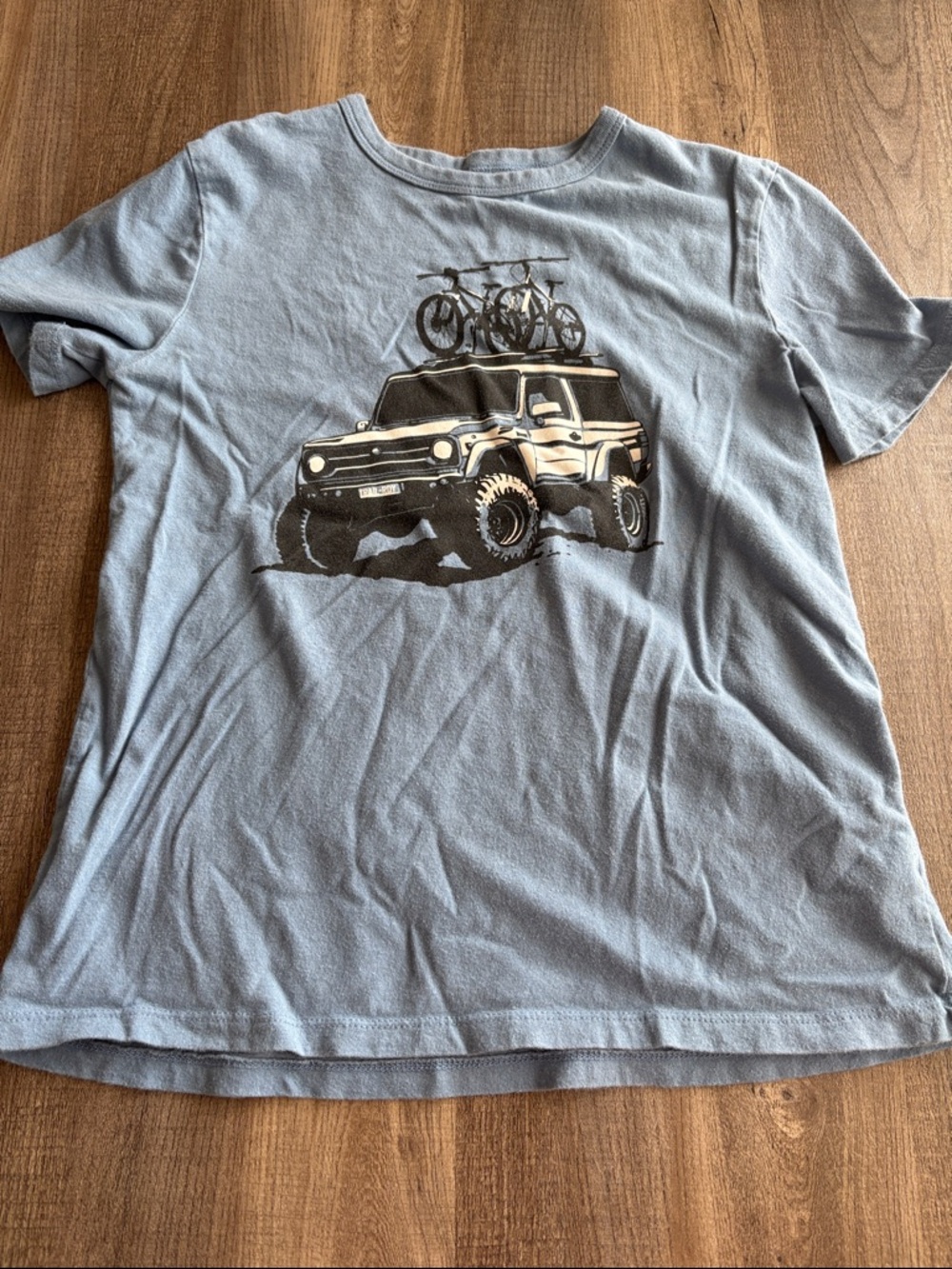 GAP Light Blue Short Sleeve Tee with Off-Road Truck Graphic